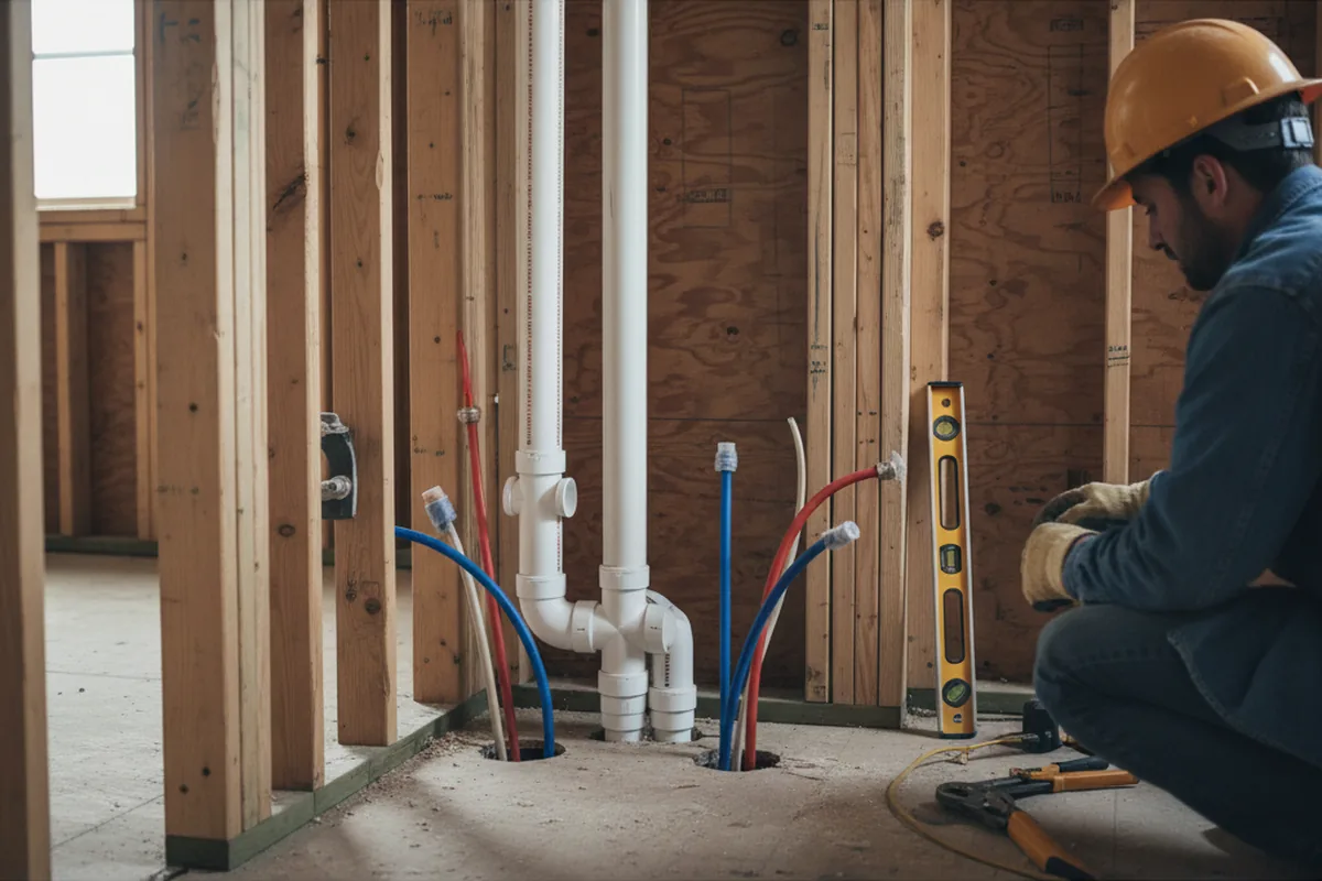 Drain and supply rough-in during Drain Cleaning in Scarborough